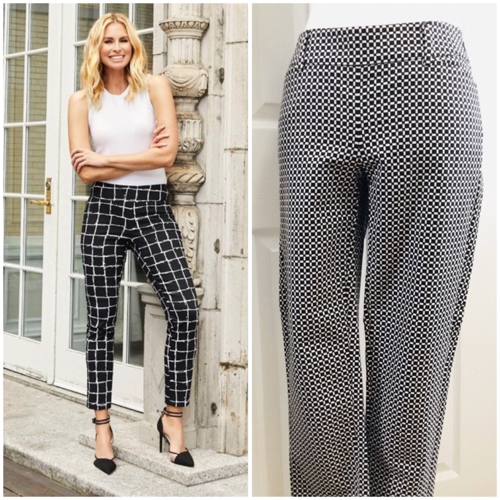 WHBM black & white skinny ankle pant